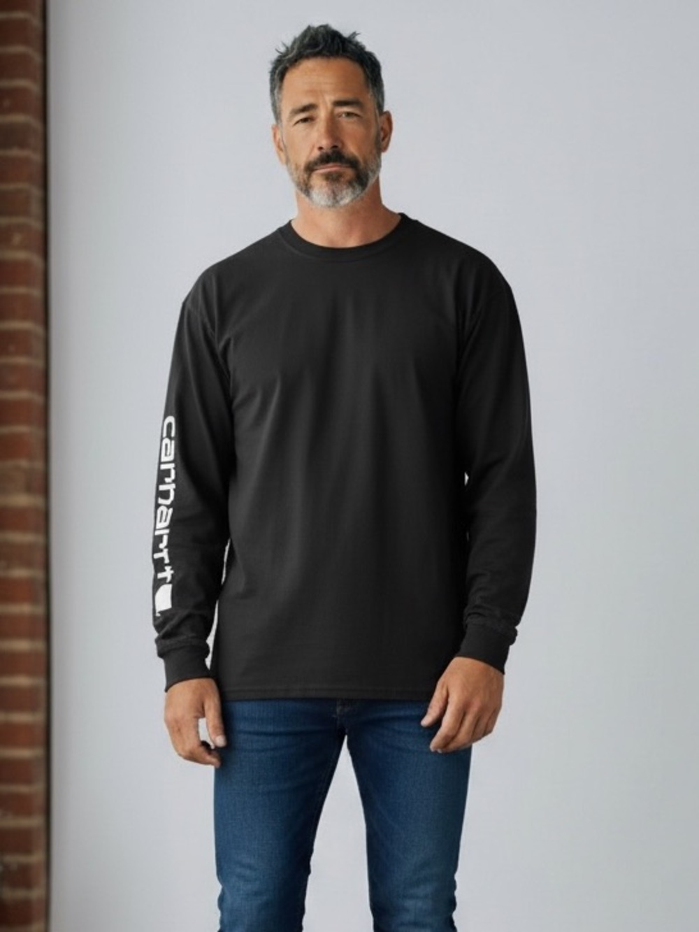 Carhartt Black Long Sleeve T-Shirt Men's Size XL Loose Fit Logo Graphic
